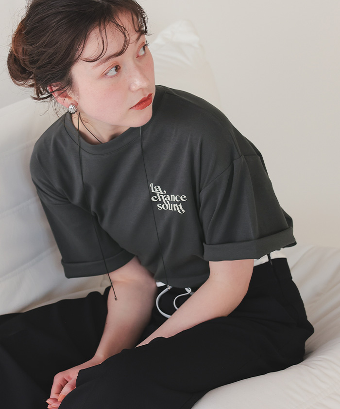 tシャツ バックネックレタードT レディース SHEENA tシャツ バックプリントルーズロンT レディース