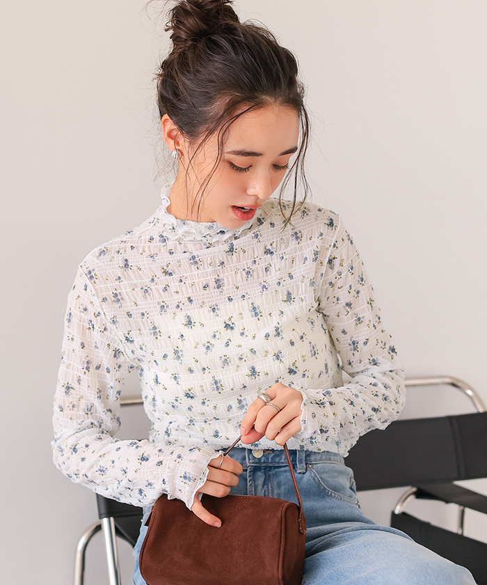 フラワーレースボトルネックトップス | titivate