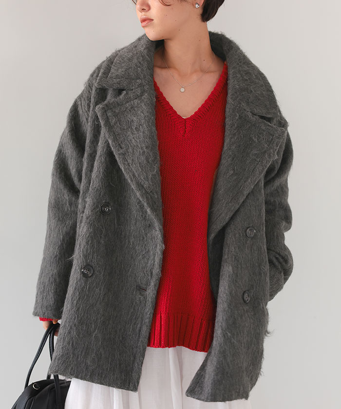 シャギーミドルダブルコクーンコート | titivate