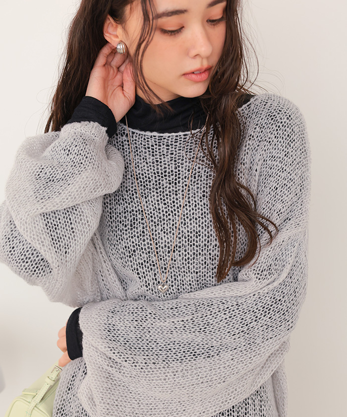 モヘアタッチローゲージシアーニット | titivate