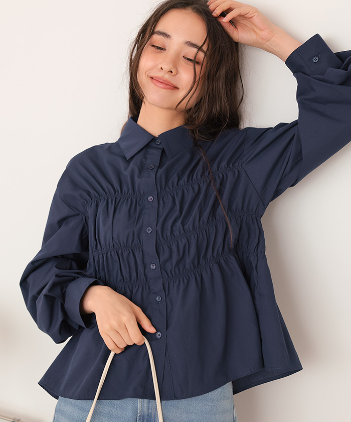 【タグ付未使用】L'Appartement Shirring Blouse Sheer Voile Shirring Blouse（シャツ／ブラウス）｜L'Appartement