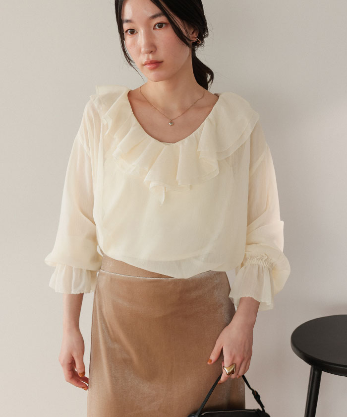 ラッフルフリルシアーブラウス | titivate