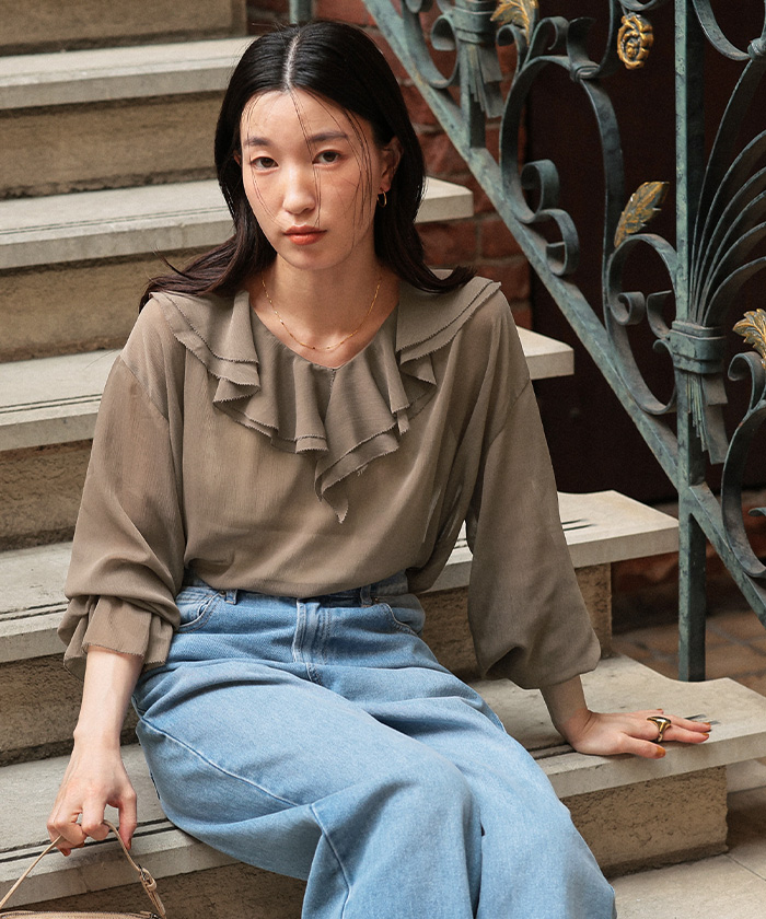 ラッフルフリルシアーブラウス | titivate