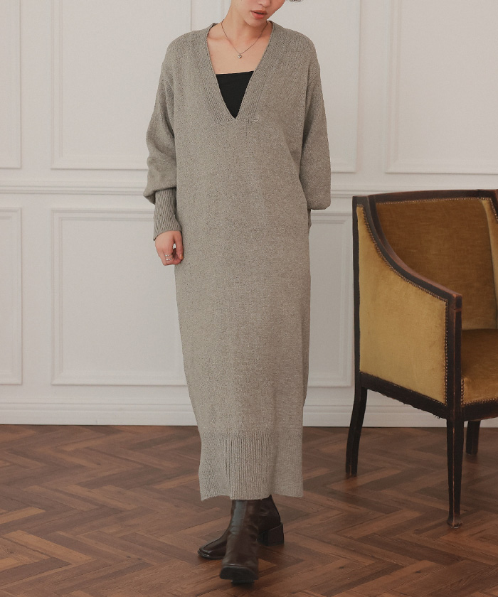 ウェーブネックニットワンピース | titivate