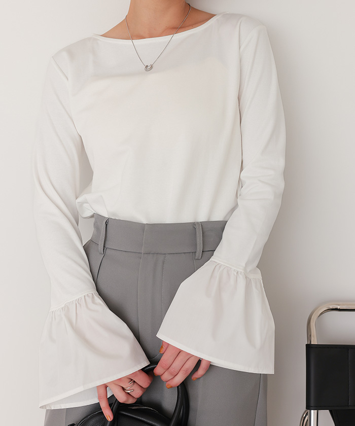 袖口フレアドッキングカットソー | titivate