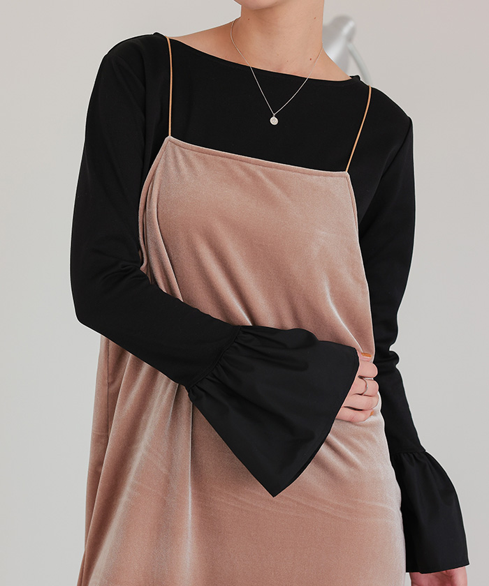 袖口フレアドッキングカットソー | titivate