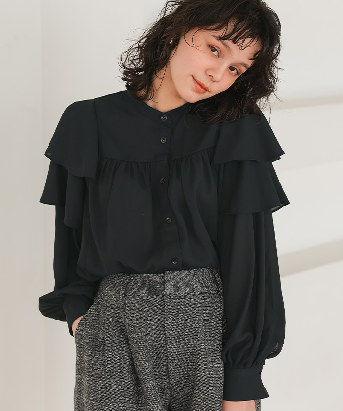 スリーブフレアデザインギャザーブラウス | titivate