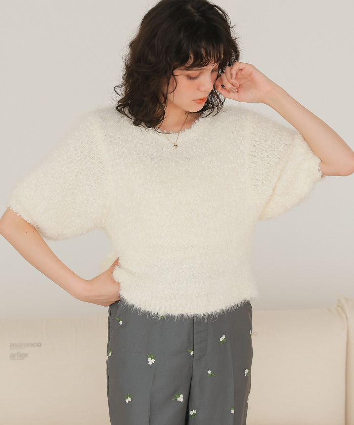 user_242dea43 20471120 ニット半袖 ポコポコシャギー半袖ニット | titivate