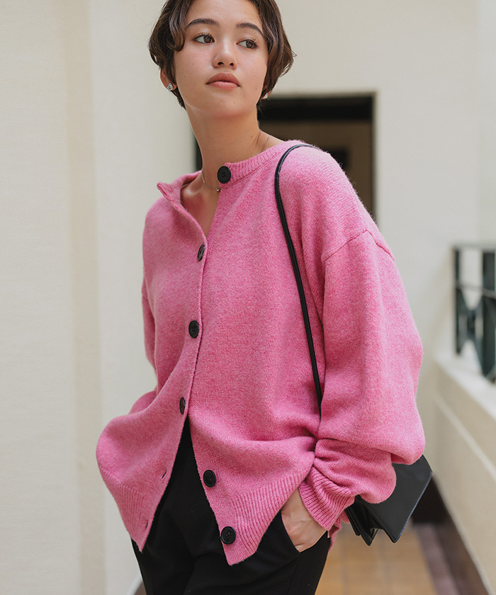 クルーネックオーバーニットカーディガン | titivate