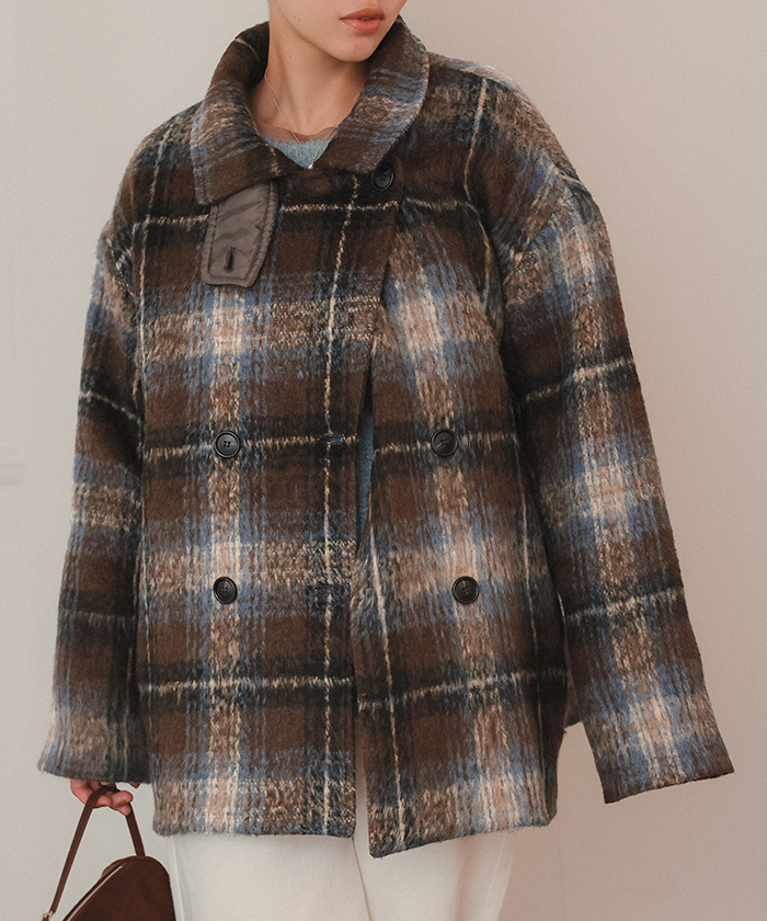 専用　INTER FACTORY ゆづき　チェックシャギーミドルコート ゆづき/チェックシャギーミドルコート made in INTER FACTORY