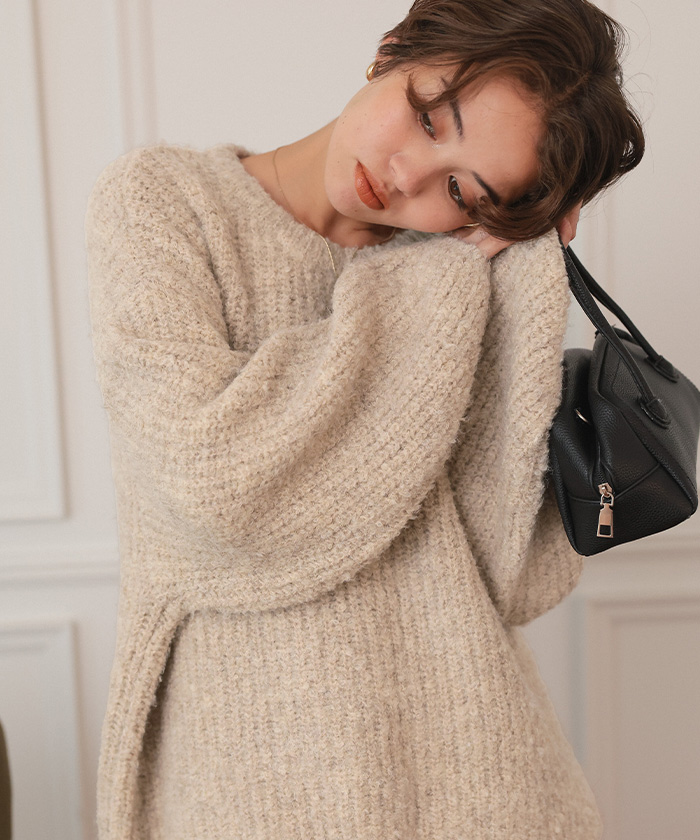 ゆったりルーズブークレーニットトップス/チュニック | titivate