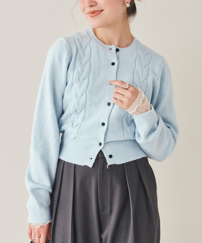 美品✨ケーブルニット コットン カーディガン　水色 ケーブルニットカーディガン - ライトブルー - レディース | H&M JP