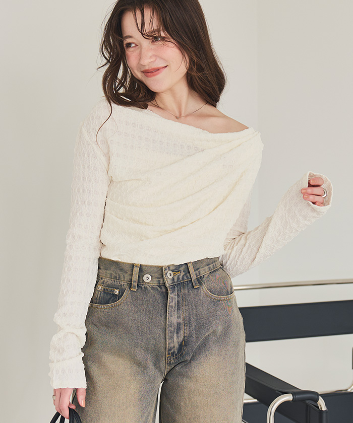 ドレープデザインロングスリーブトップス | titivate