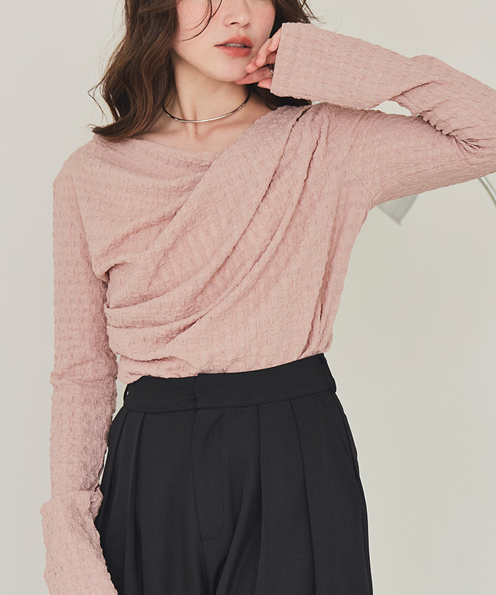 ドレープデザインロングスリーブトップス | titivate