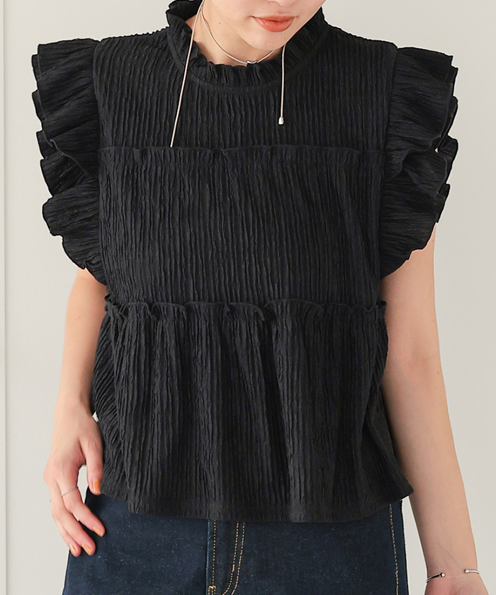 新品未使用　Auie Ｆ　ティアードフリルブラウス anyfee（エニフィー）の「【anyfee/プラスサイズ】前後2way