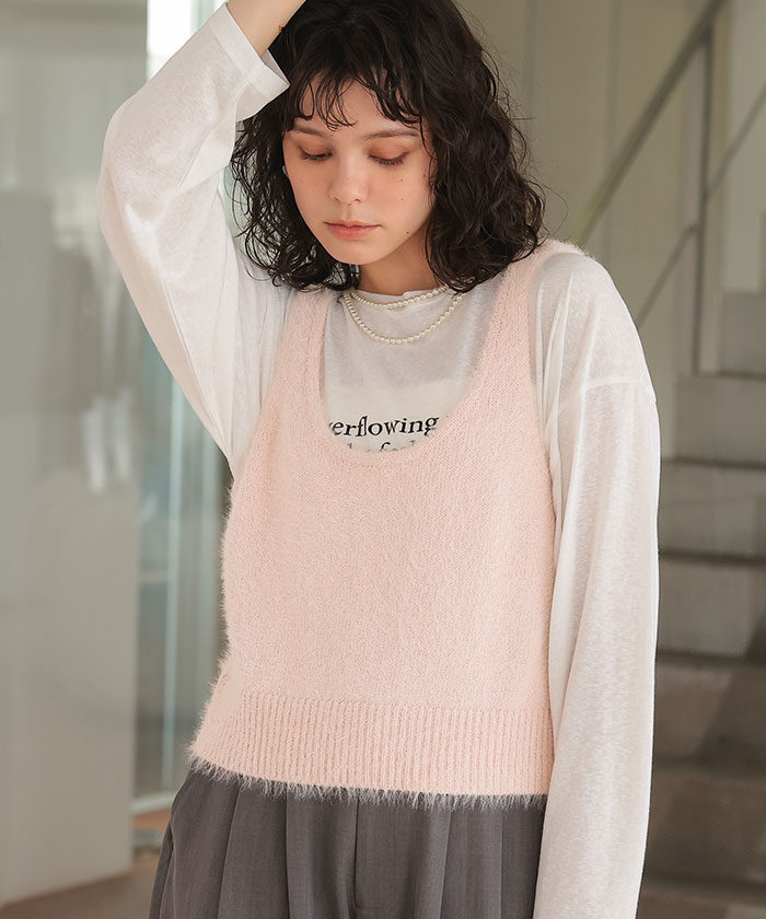 前後2wayリボンデザインシャギーニットビスチェ【メール便可／100