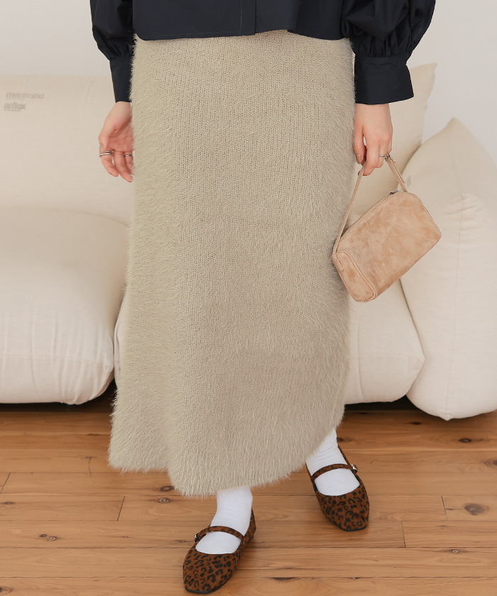シャギーIラインニットスカート | titivate