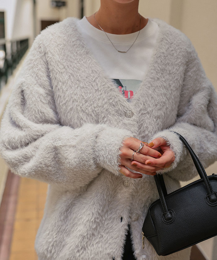 maimai様　OHGA シャギーコーディガン ohga 2024 AW シャギーコーディガン グレー OHGA シャギーコーディガン