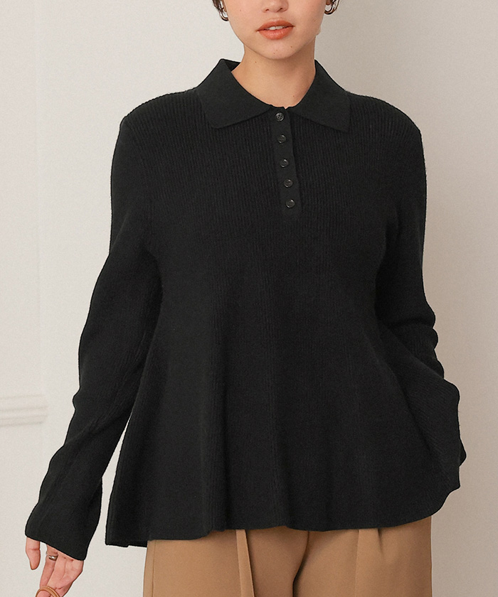 ポロ襟ペプラムニット | titivate