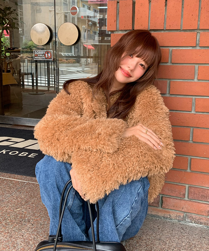 987 BALMAIN ファージャケット リバーシブル サイズ9 M シルク 茶 中綿キルティングプードルフェイクファージャケット | titivate