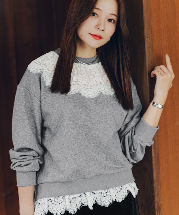 【入手困難・美品】ヴァレンティノ☆スウェット レース ドッキング オーバーサイズ レースドッキングデザインスウェット | titivate