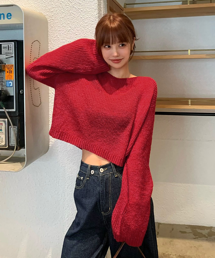 前後2wayリボンデザインシアーローゲージニット | titivate