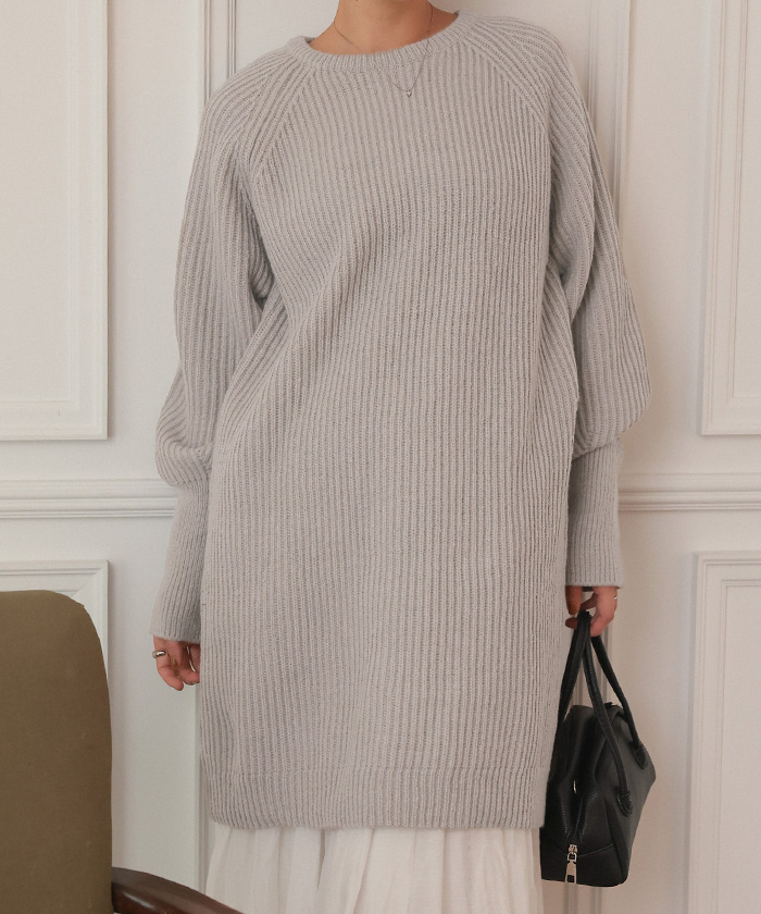 ボリュームスリーブニットミニワンピース | titivate