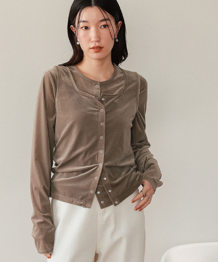 VIAVANDA ベロア　トップス メッシュベロアトップス – FACE SANS FARD