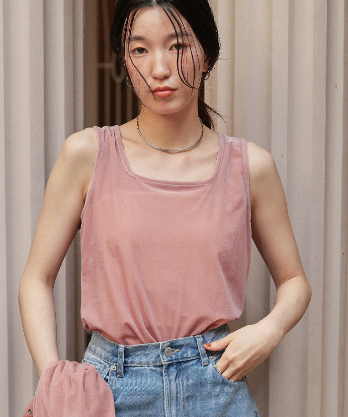 前後2wayシアーベロアタンクトップ | titivate