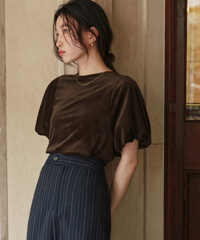 シアーベロアバルーンスリーブトップス | titivate