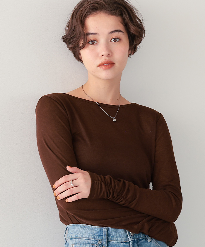 着心地抜群シアーボートネックトップス | titivate