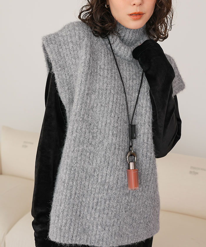 ハイネックルーズニットベスト | titivate