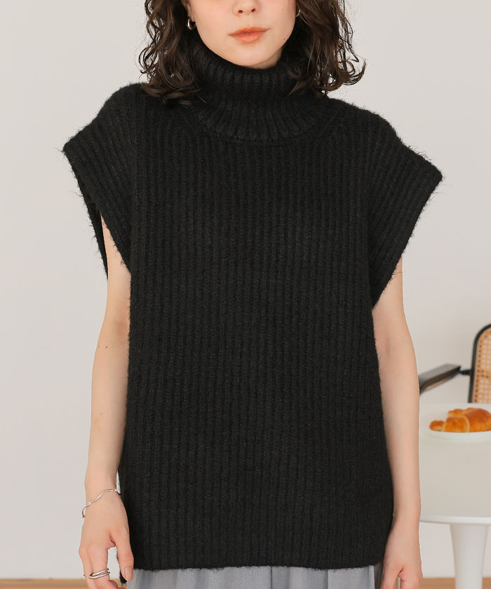 ハイネックルーズニットベスト | titivate