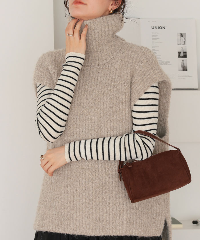 ハイネックルーズニットベスト | titivate