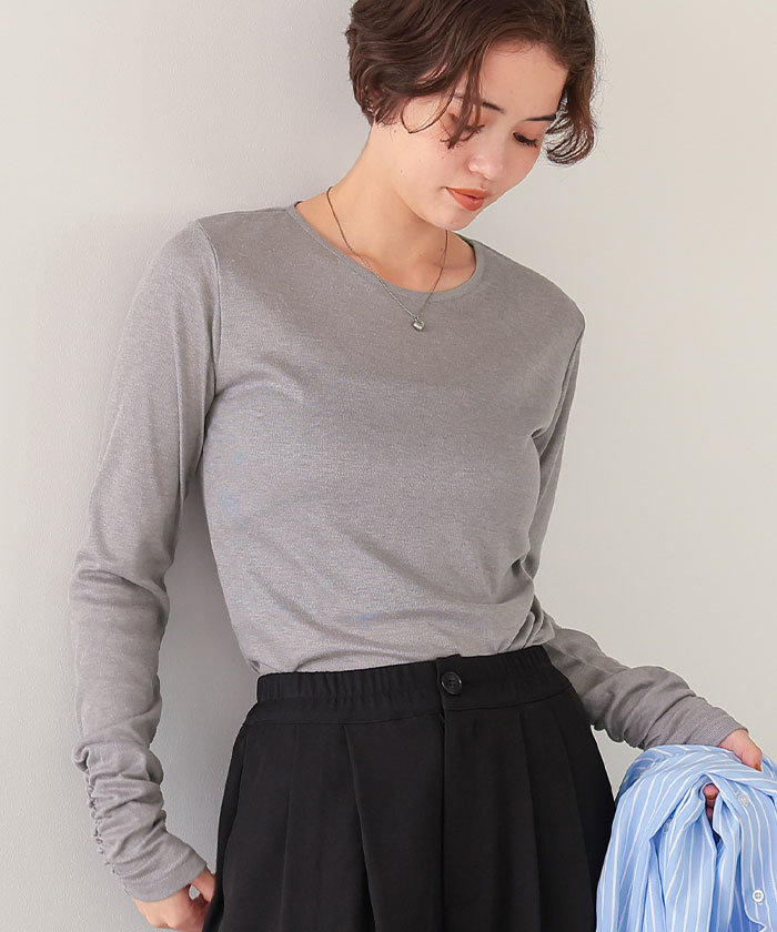 着心地抜群シアークルーネックトップス | titivate