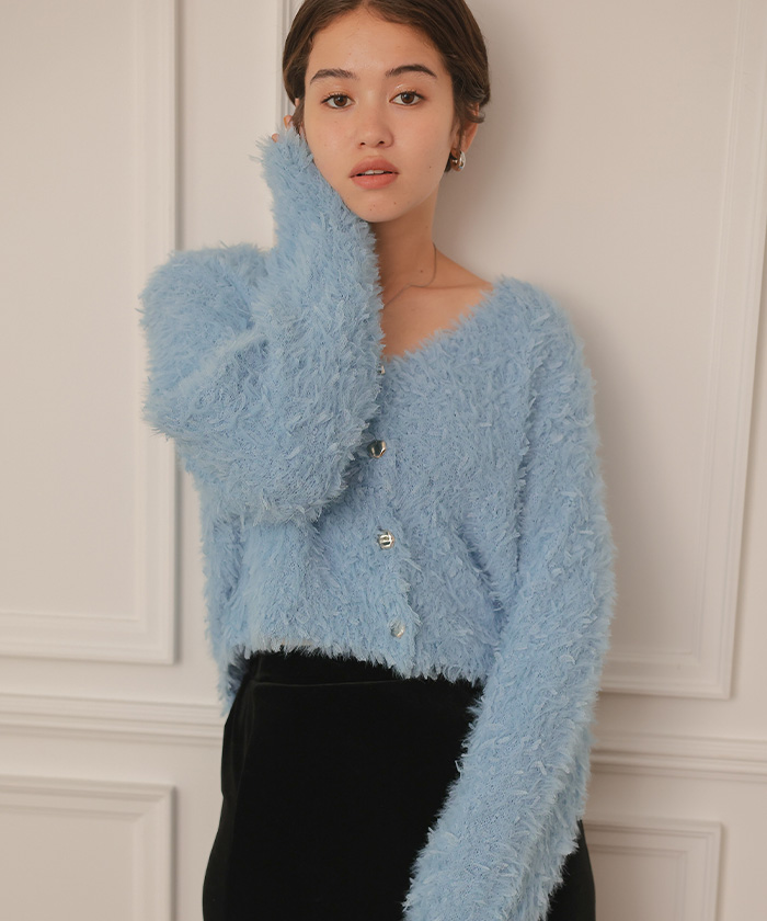 リボンヤーンニットカーディガン | titivate