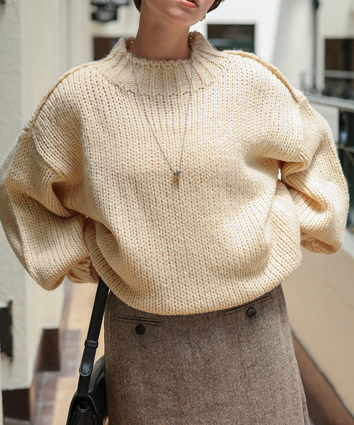 ハンドライクオーバーサイズローゲージニット | titivate