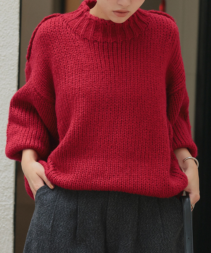 ハンドライクオーバーサイズローゲージニット | titivate