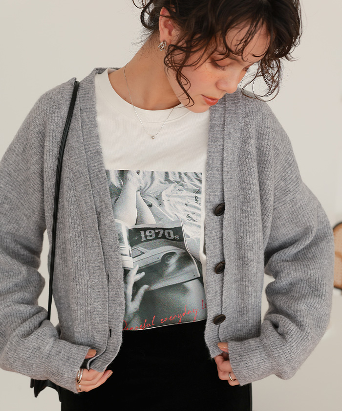 レイヤードデザインニットカーディガン | titivate