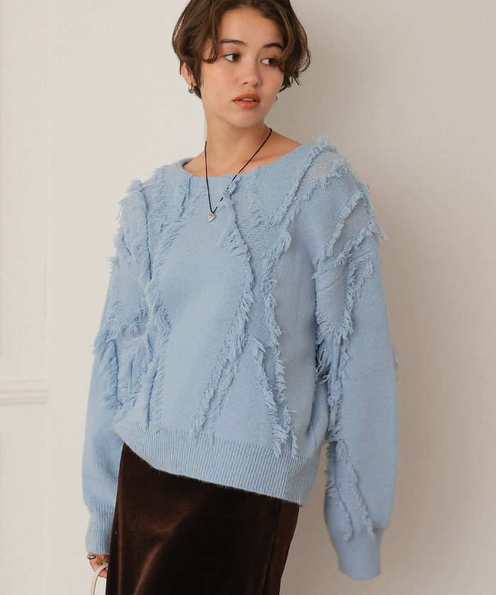 【完売品】ダイリク　フリンジニット RE730 セーター ニット Cute fringe wide knit sweater / 可愛い
