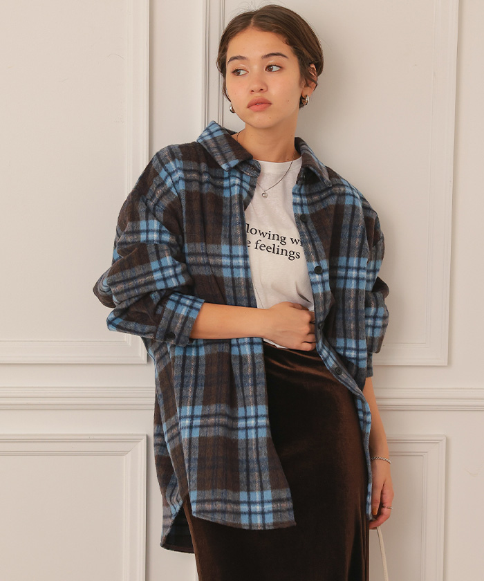 起毛チェックオーバーシャツ | titivate