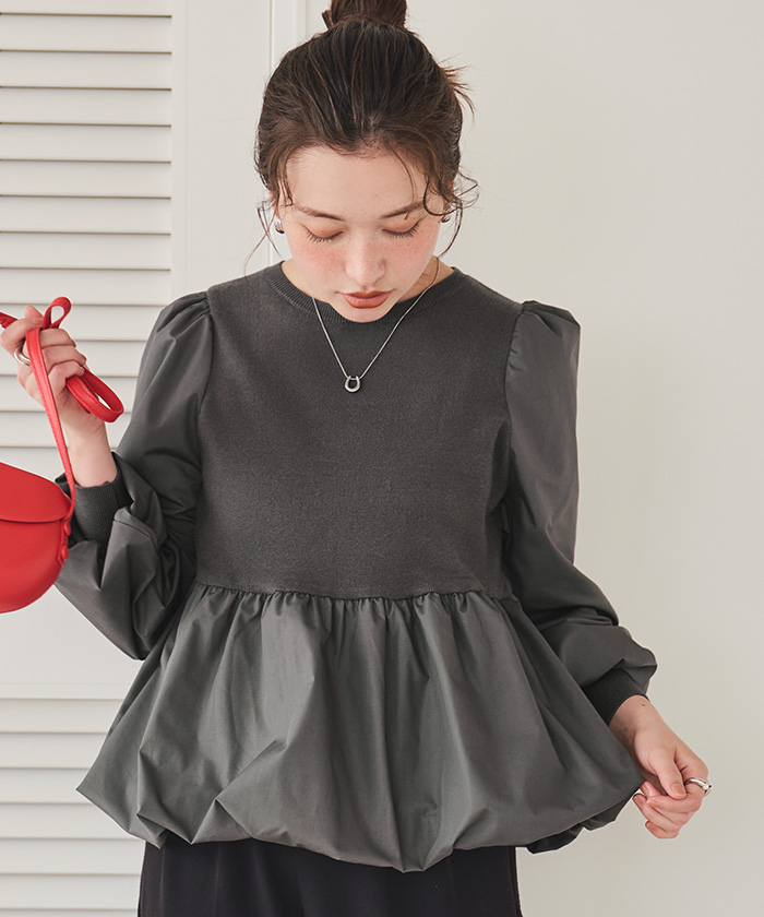 【Glam Lips】新品グラムリップス／ニット ドッキング バルーンペプラム Glam Lips】新品グラムリップス／ニット ドッキング バルーン