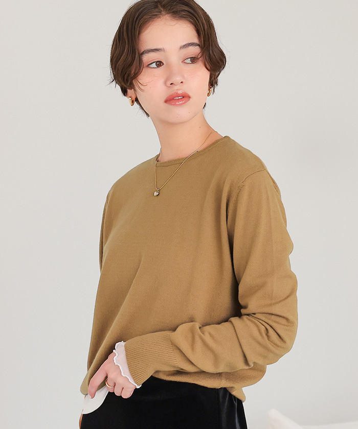 45R カチカチ ダカーポ の Mシャツ ワイド クルーネック ニット ベージュ 45R カチカチ ダカーポ の Mシャツ ワイド クルーネック ニット