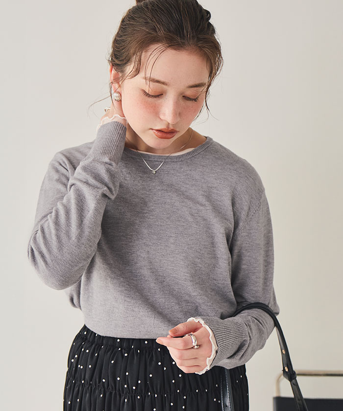 なめらか手触りカシミヤタッチクルーネックニット | titivate