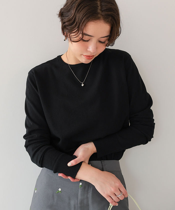 なめらか手触りカシミヤタッチクルーネックニット | titivate