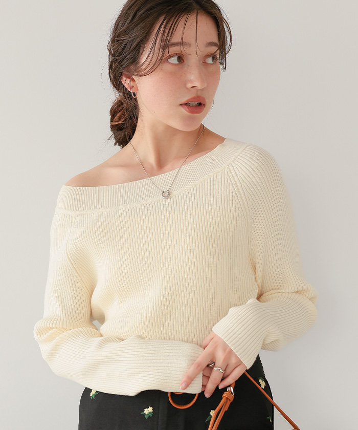 ウォッシャブルボートネックニット | titivate