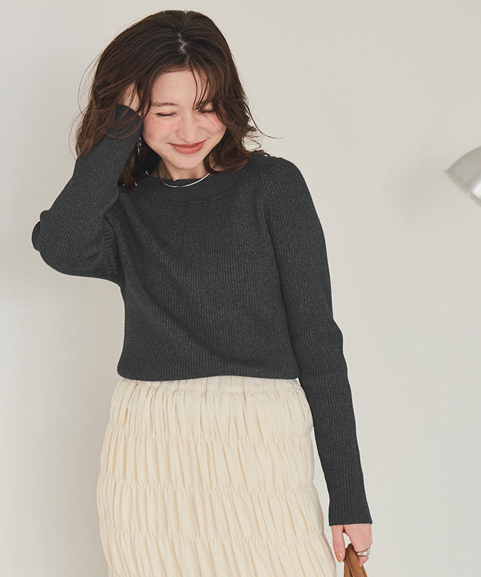 ウォッシャブルボートネックニット | titivate