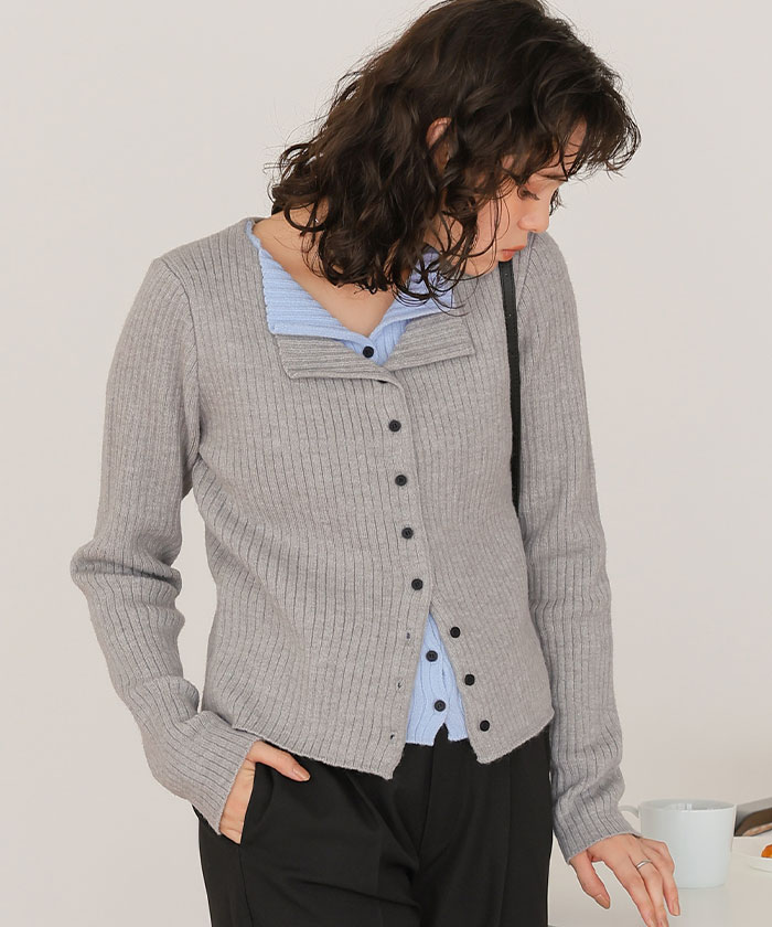 レイヤード風リブニットトップス | titivate