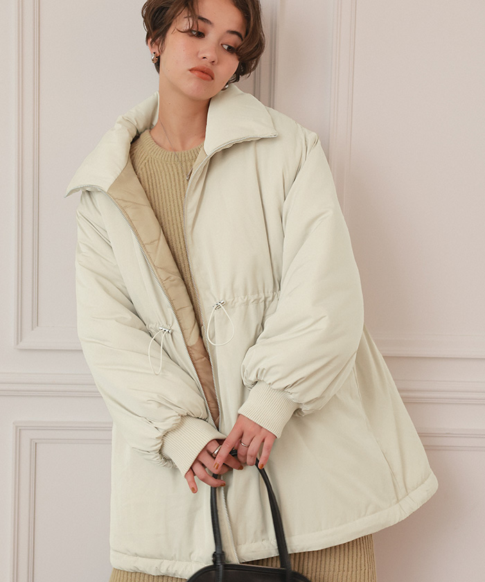 ウエストドローストリングハイネック中綿ジャケット | titivate