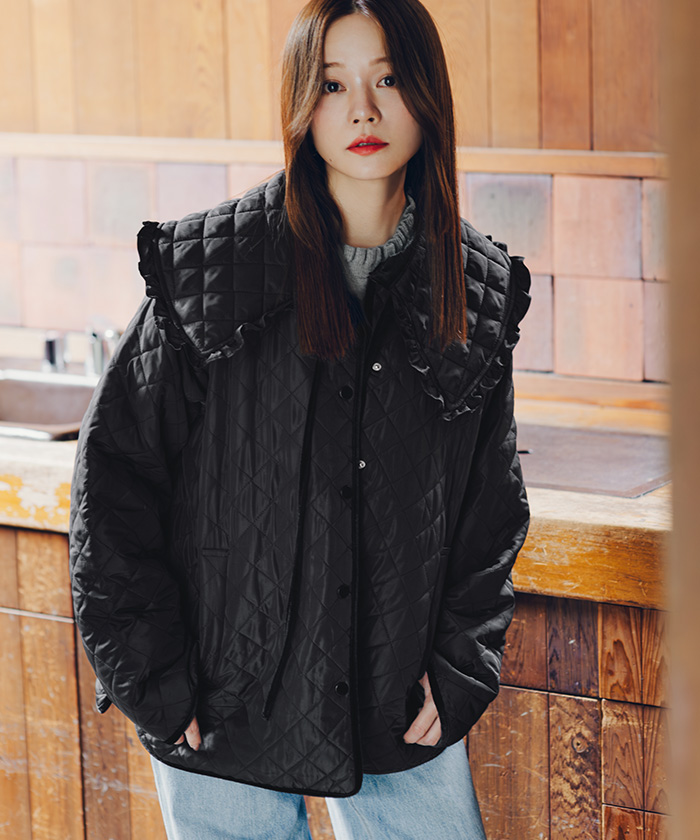 襟付きキルティングジャケット | titivate